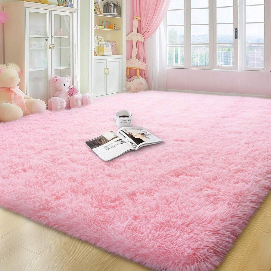 Area Rugs For Living Room, Large Fluffy Pink Rug For Bedroom, Soft Shag Shaggy Fuzzy Carpets For Boys And Girls Dorm Room Home Decor