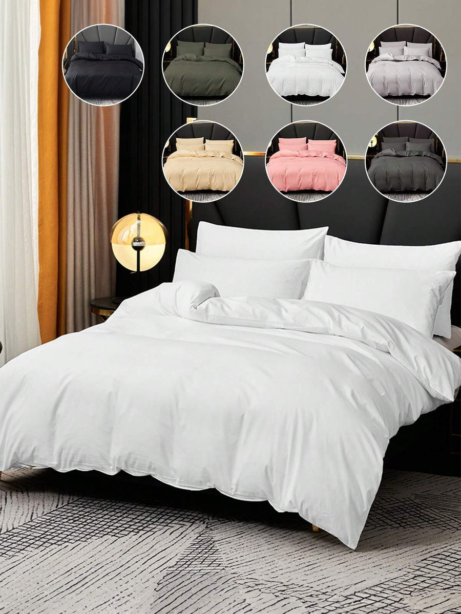 2/3pcs Bedding Set, Solid Color Bedding Set, Cozy Room Decor, Soft Anti-Pilling, Breathable, Dust-Proof Duvet Cover Set, 1pc Duvet Cover + 1/2pcs Pillow Sham, Suitable For Twin,Multicolor,Full, Queen, King, California King Beds,Guest Room,Room Decor
