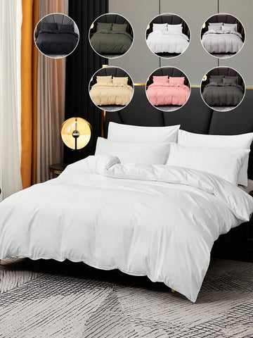 2/3pcs Bedding Set, Solid Color Bedding Set, Cozy Room Decor, Soft Anti-Pilling, Breathable, Dust-Proof Duvet Cover Set, 1pc Duvet Cover + 1/2pcs Pillow Sham, Suitable For Twin,Multicolor,Full, Queen, King, California King Beds,Guest Room,Room Decor