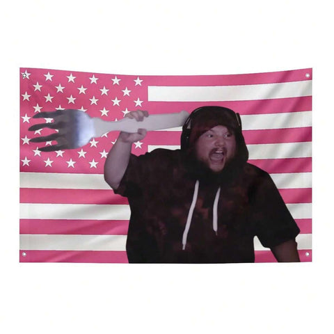 Single-Piece Packaging, Multiple Sizes Available, No Electricity Required. 1 Caseoh Pink American Flag Tapestry Banner, Suitable For Outdoor Garden, Street, Room, Courtyard, And Bedroom Decoration. Fun Lawn Flag With 4 Grommets, Seasonal Decor